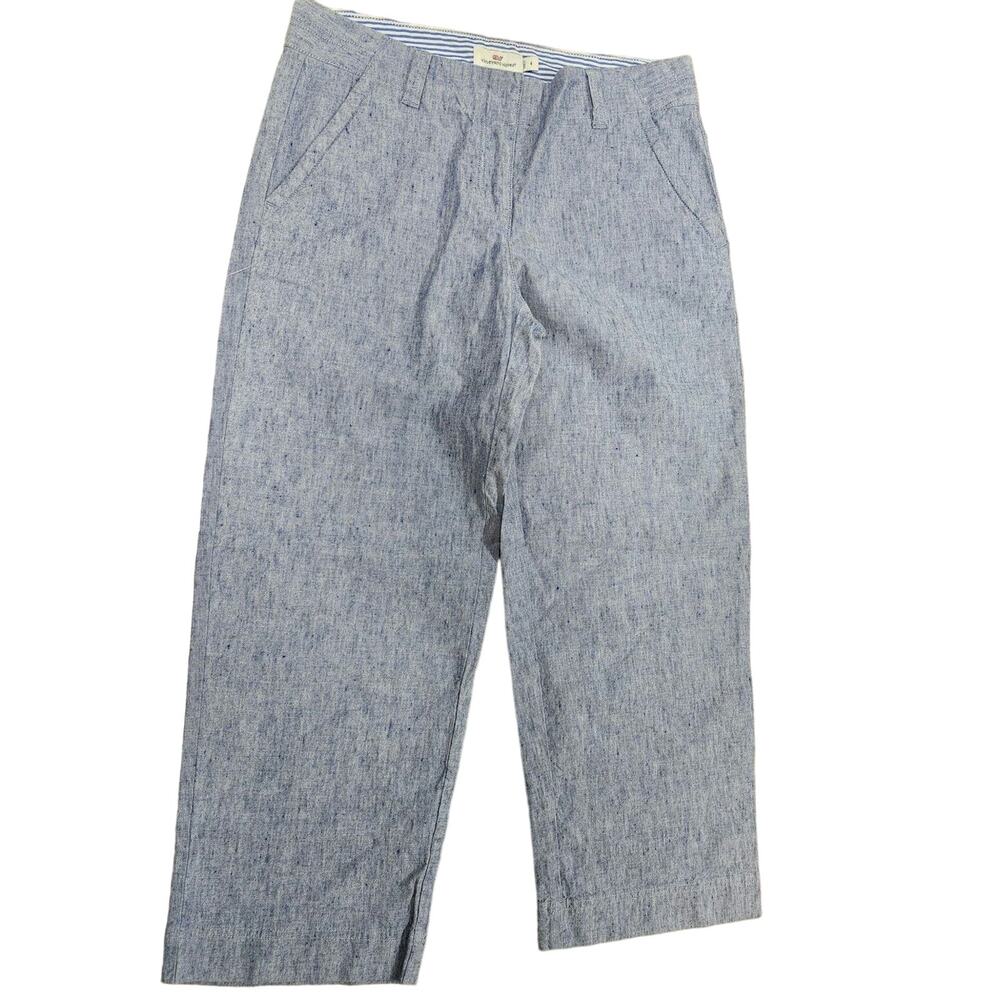 Vineyard Vines sz 4 Chambray Linen Chino Crop Pants Linen